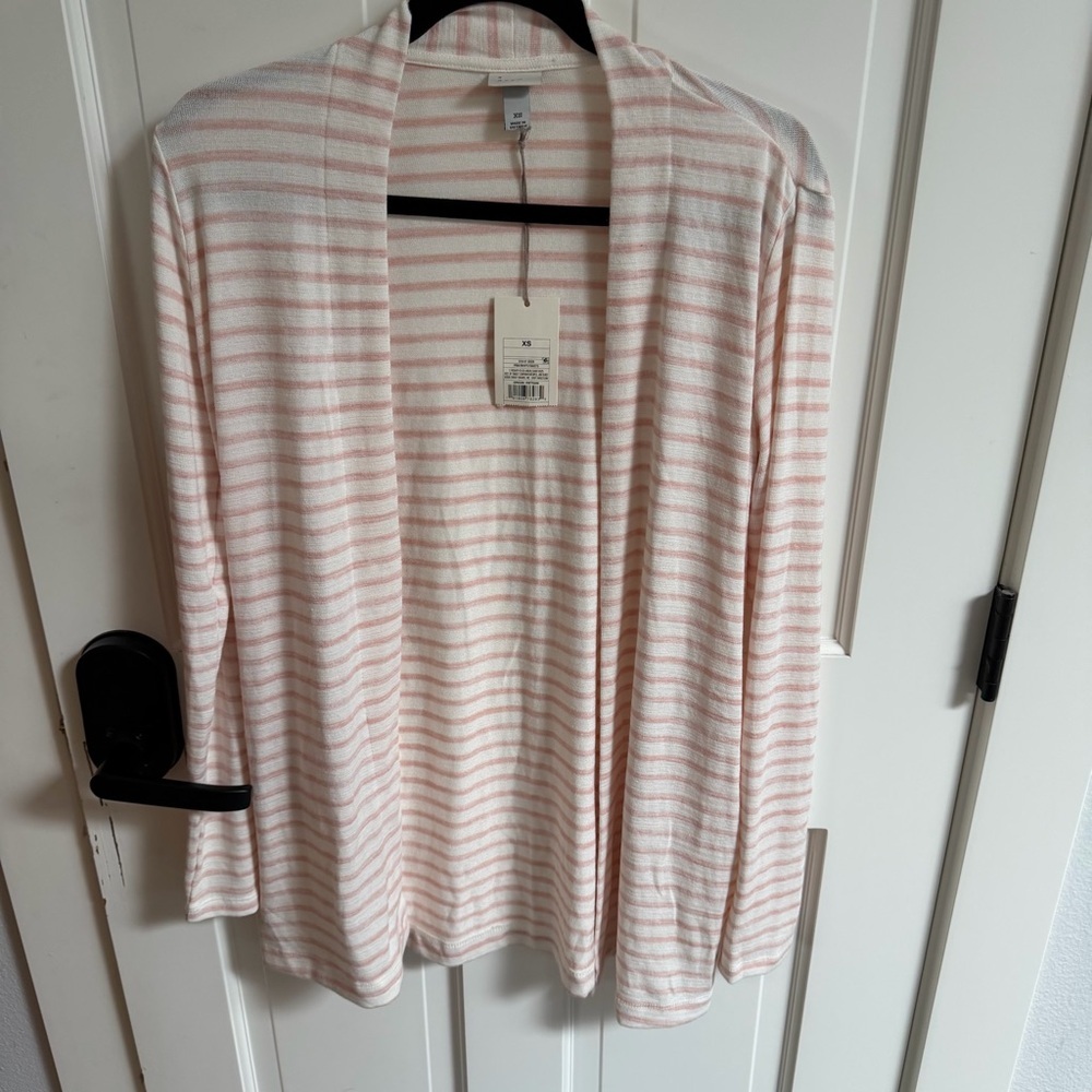 A New Day  Blush and Cream Striped Cardigan